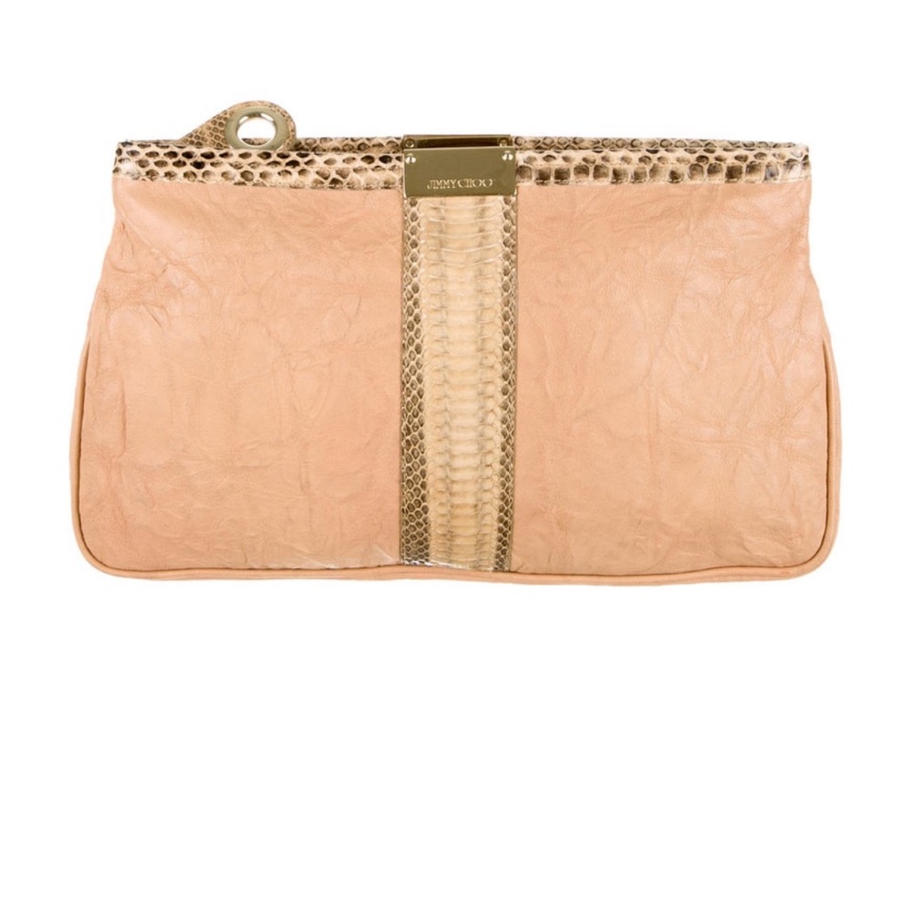 Jimmy Choo Zulu Clutch -Nude with Snakeskin